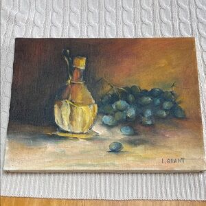 LaVern Grant Oil Painting Grapes & Decanter still life Pennsylvania artist